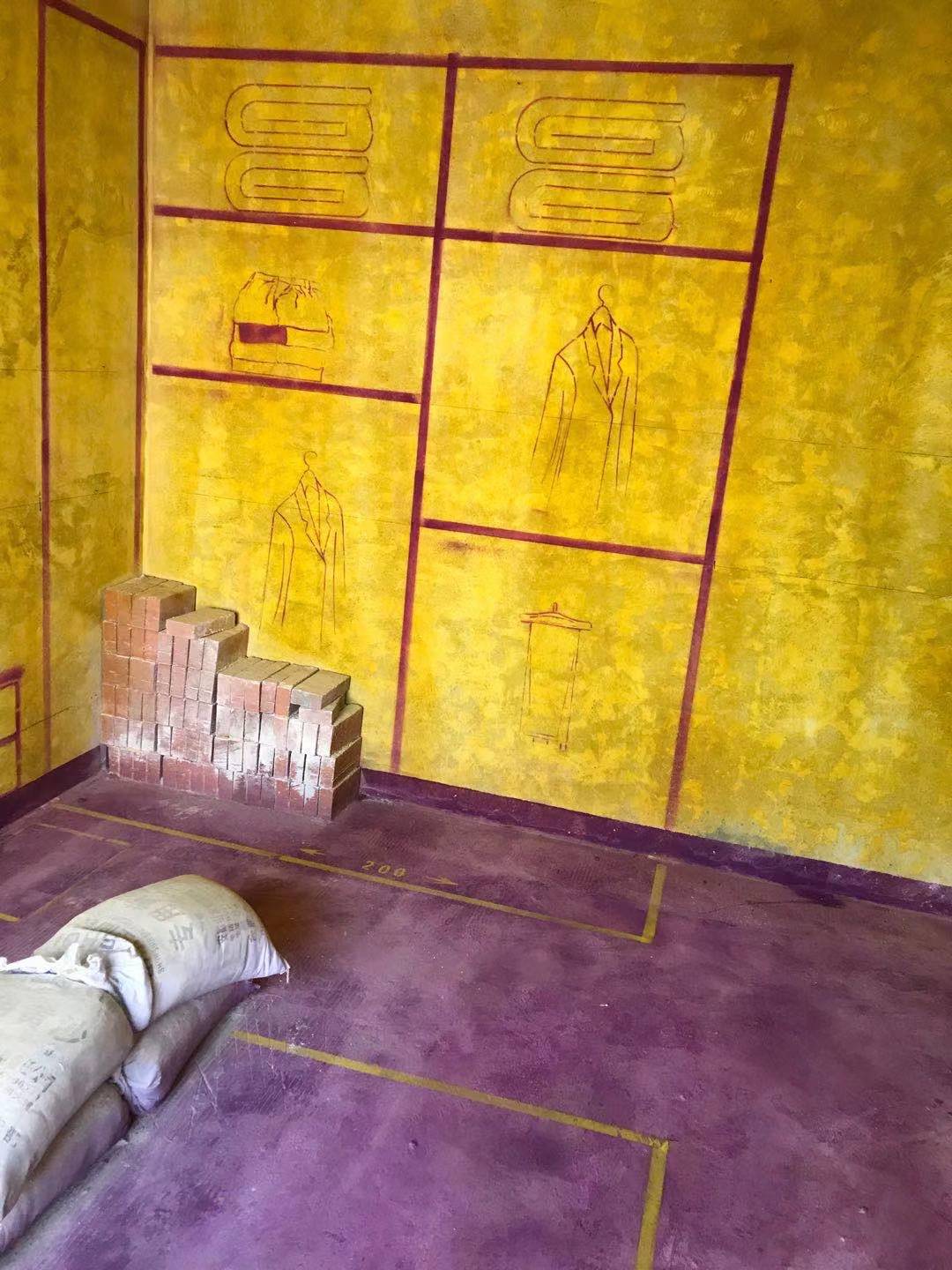 中央花园-黄墙紫地/3D全景放样-山水装饰
